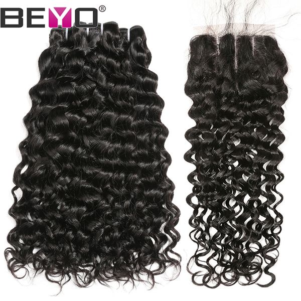 

волна воды связки с закрытием малазийский волос пучки с закрытие человека 3 волос пучки с закрытие remy выдвижения волос beyo, Black;brown