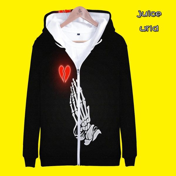 

juice wrld zipper hoodies in men's jackets hip hop harajuku popular singer juice wrld plus size for youth outwear fashion, Black;brown