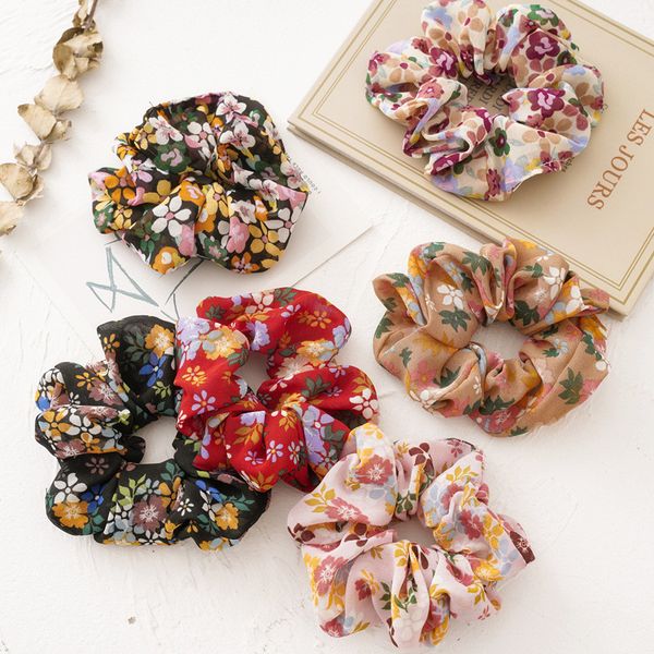 

20 шт. / лот новый цветочный принт волос веревка для женщин дамы летние повязки большой ткани хвост волос кольцо резинки для волос ленты акс, Golden;silver