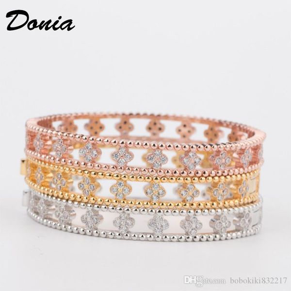 

donia jewelry party european and american fashion flower large classic micro inlaid zirconia bracelet women's bracelet gift, Black