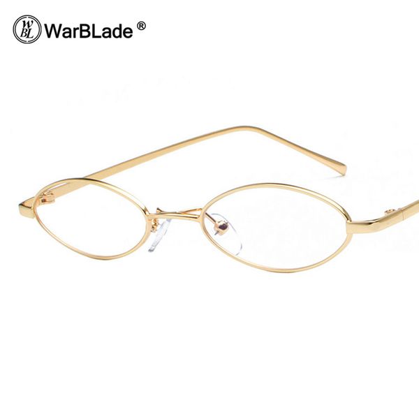 

warblade small oval glasses frame for men retro 2018 gold metal frame clear lens optical eyeglasses women unisex, Black