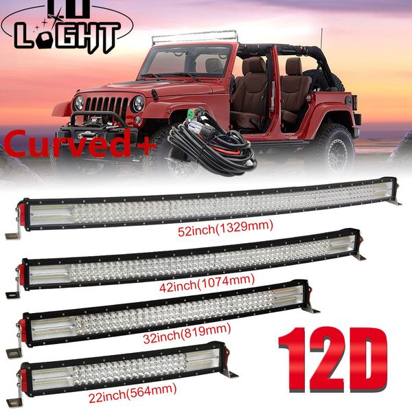 

22 32 42 52 inch 12d curved led light bar combo 12v 24v off-road led bar for suv 4x4 lada uaz jeep auto driving light