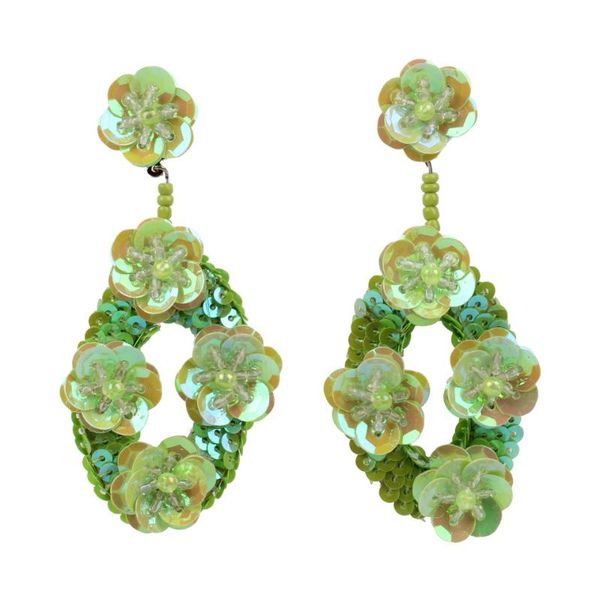 

2020 big long flower sequins pendant statement drop earrings for women wholesale fashion party wedding dangle earrings, Silver