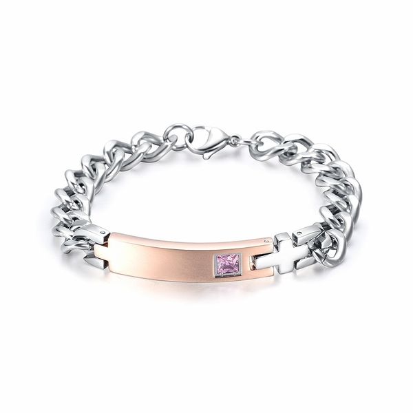 

ijl0184 stainless steel couple bracelet men's women's custom engraving blank personalized matching suit set chain bracelet jewelry, Silver