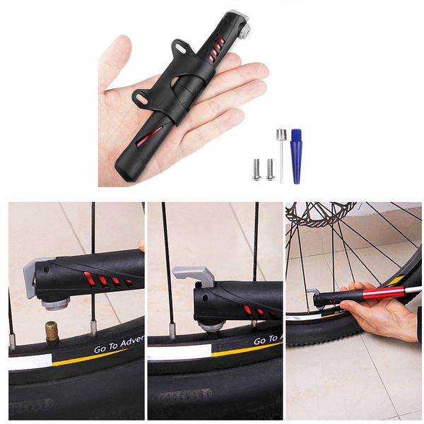 

new aluminum alloy mountain bike pump portable hose gauge road bicycle air inflator mini bike cycling pump schrader ball tire