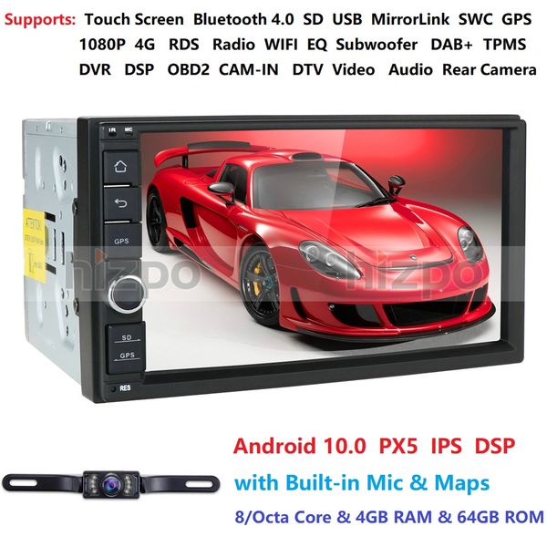 

ips dsp android 10.0 universal no dvd 2din car stereo 7'' auto stereo double din autoradio audio head unit 4g 64g rom rds car dvd
