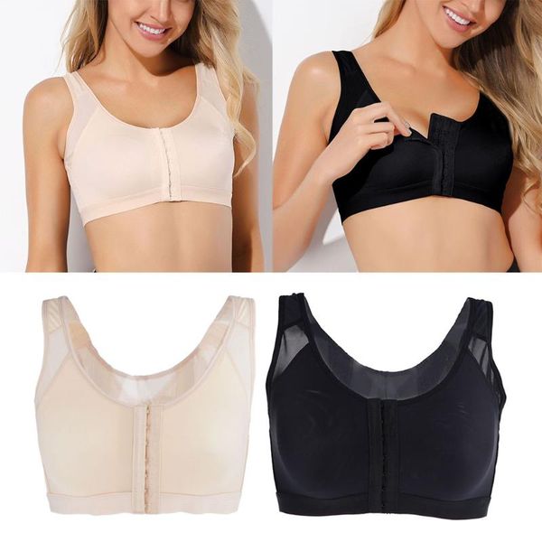 

women's wirehook closure front comfortable sport bra for yoga running, White;black