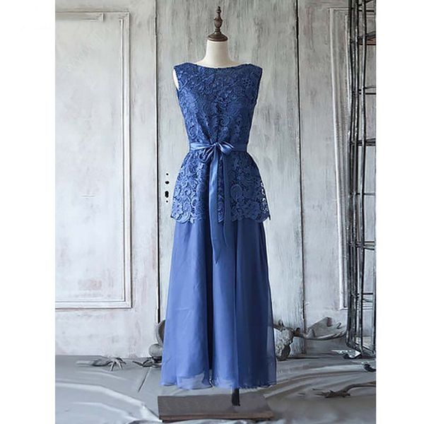 

navy blue lace chiffon mother of the bride dress with ribbon sash sleeveless jewel neck wedding party guest evening gowns, Black;red