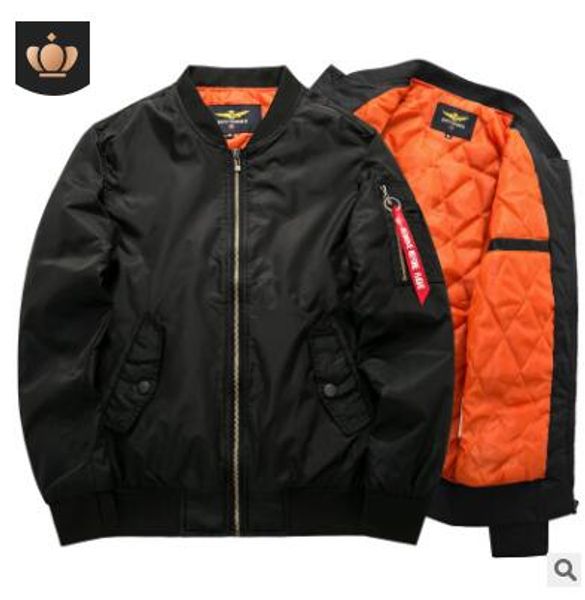 

7xl 8xl bomber jacket 2018 fashion coat full sleeve soild color ma1 ai force jacket male clothing, Black;brown