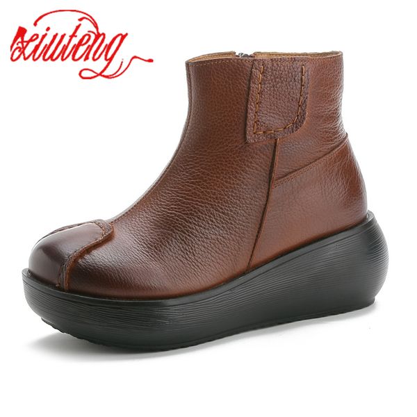 

xiuteng ankle boots for women short boots side zipper booties ladies flat heels platform shoes boot zapatos botines mujer 2019, Black
