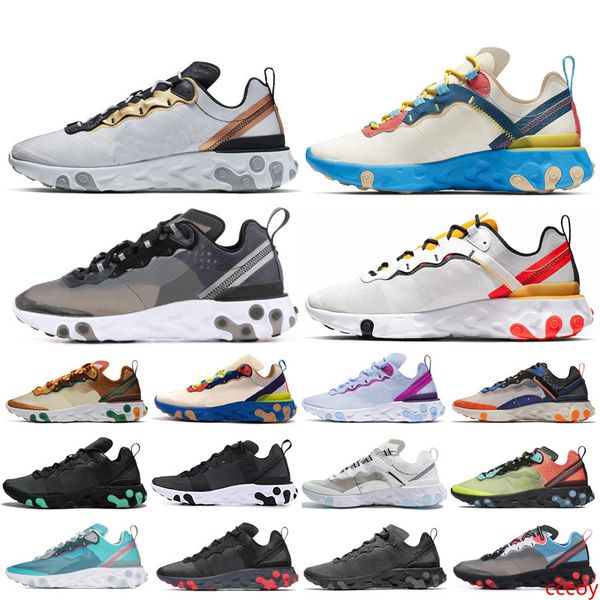 

tour yellow react element 87 55 mens running shoes men women triple black total orange metallic gold desert sand trainers sports sneakers
