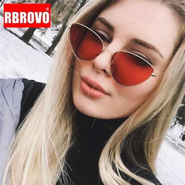 

rbrovo 2020 new metal cateye sunglasses women brand designer candy color sun glasses outdoor street beat feminino, White;black
