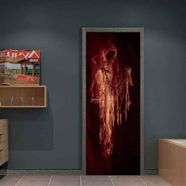 

3d door mural sticker removable wallpaper decals halloween decor 79x30inch