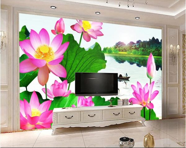 

3d wallpaper custom p mural beautiful landscape lotus nine fish map landscape painting 3d tv background wall wallpaper for walls 3 d