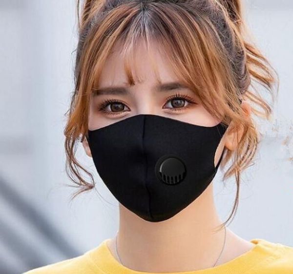 Maschera per il viso in seta di ghiaccio con valvola di respirazione Maschera lavabile Maschere protettive riutilizzabili anti-polvere PM2.5 Maschera per bocca riciclata GGA3303