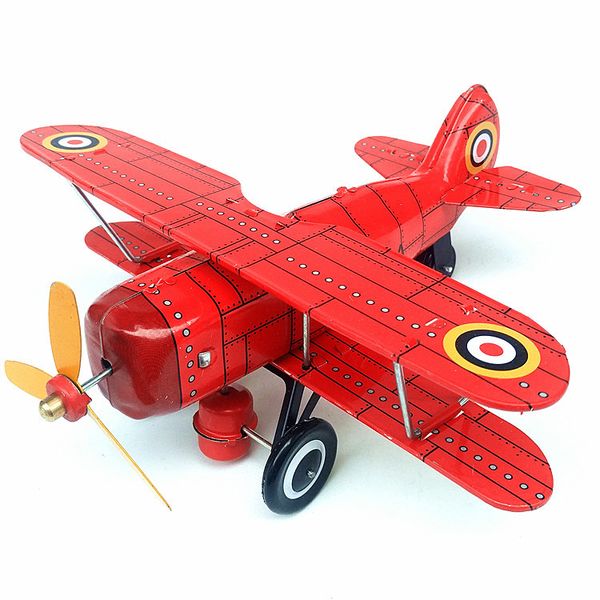 

funny] collection retro wind up toy metal tin second world war fighter propeller plane mechanical toy clockwork toy gift