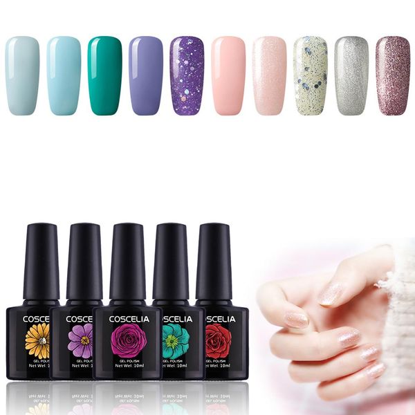 

coscelia 80 colors nail polish set for manicure 10ml uv gel varnish gellak permanent hybrid nails art gel soak-off polish set