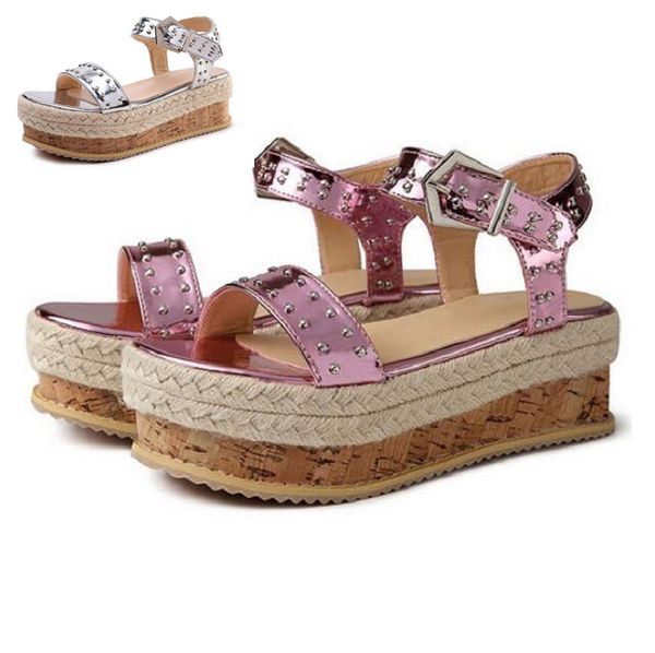 

platform buckle women's flat wedge open toe sandals ladies casual espadrille shoes ankle fashion sandals shoes, Black