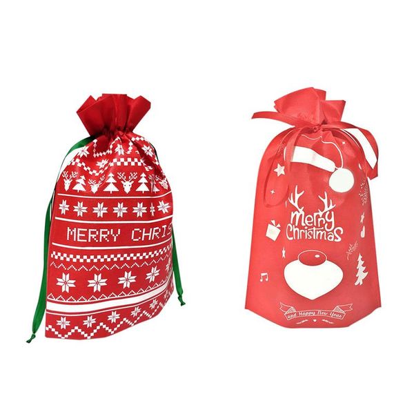 

drawstring bundle mouth christmas gift bag heat-resistant non-woven fabric candy cookie bag new year xmas gift storage decor