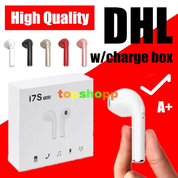 

Высокое качество I7 I7S TWS Беспроводная связь Bluetooth Наушники-близнецы Наушники Наушники Наушники для Android Смартфон Samsung с зарядным устройством DHL