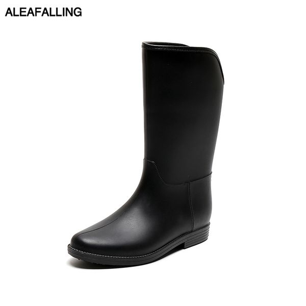 

aleafalling fashion women knee high rain boot high tube women outdoor street motorcycle lrain shoes waterproof zapatos mujer, Black