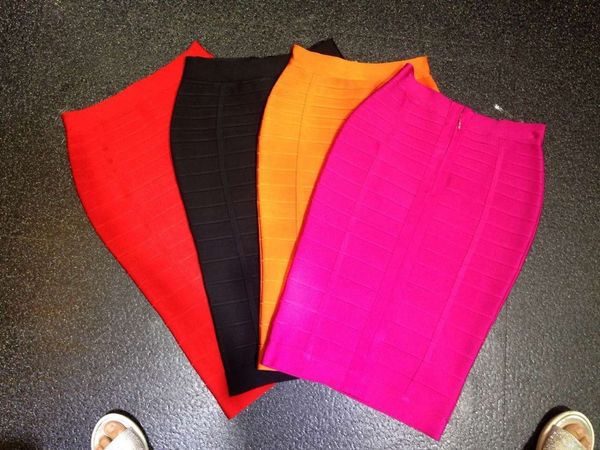 

elastic black blue pink red solid women slim ladies bodycon party bandage skirts