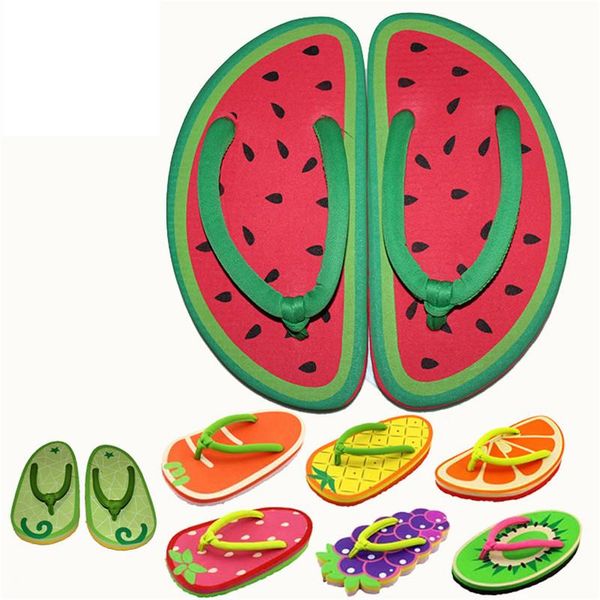 

summer cartoon fruit slippers cute girl flip flops sandals 9 styles pineapple strawberry watermelon beach flat flip b1211, Black