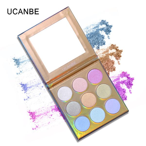 

9colors/set makeup high-shine eye shadow glitter highlighter palette shimmer brilliant rainbow highligh powder face kit tslm2