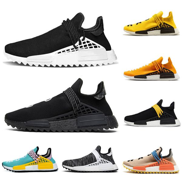 

2020 nmd human race men women running shoes pharrell williams nerd black oreo yellow gold blank canvas sport running shoes womens sneakers