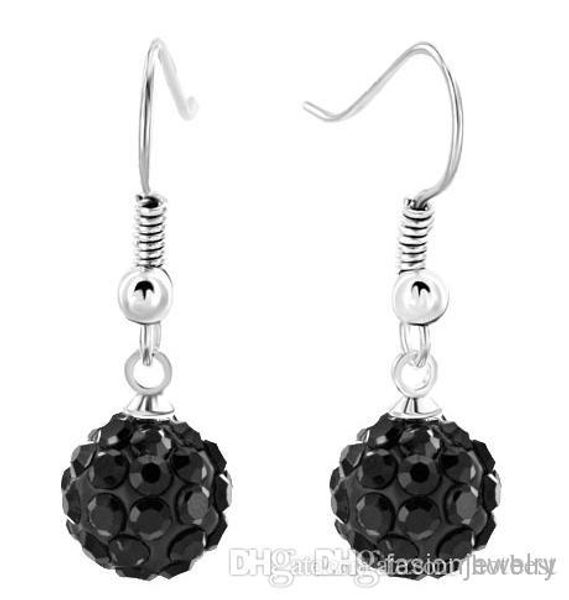 

30 pairs/lot 10mm u3636 rhinestone mix white new disco ball beads clay crystall crystal earrings drop earring, Golden;silver