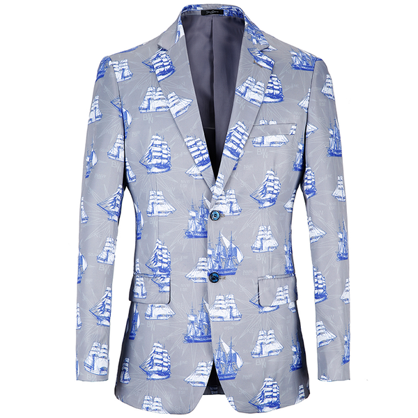 

autumn spring blazer men fashion exclusive holiday style blazer men party print 3d ship design party oversize masculino, White;black