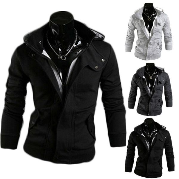 

2019 winter fashion men zipper up cardigan collar hoodie hooded coat jacket pocket cotton warm soft outwear jacket top, Black;brown