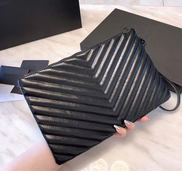 

v wave pattern wallet zipper travel case black purse card wallet men real leather passport bag holder designer damier ebene clutch