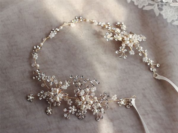 

fashion gold silver rhinestone hair vine bridal headband accessories pearls wedding jewelry hair ornaments women hairwear, Golden;white