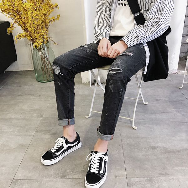 

new jeans for men in autumn black jeans ripped for men 2019, Blue