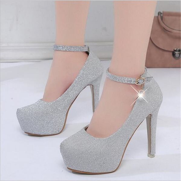 

women high heels prom wedding shoes lady crystal platforms silver glitter rhinestone bridal shoes thin heel party pump, Black