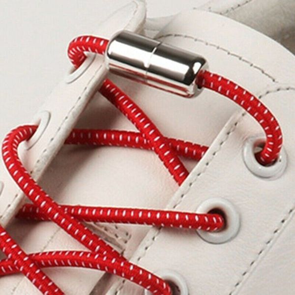 

1pair metal shoelaces no tie shoelace elastic shoe laces round children shoelace leisure quick sport shoe laces, Black