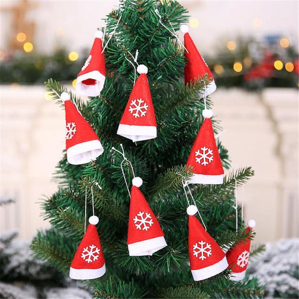 

2019 new christmas table decoration christmas hat fork set wine bottle cap 10pcs