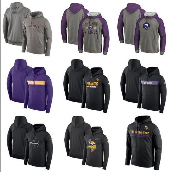 

2019 men vikings salute to service sideline therma performance mitchell & ness classic team pullover hoodie - olive gold, Blue;black