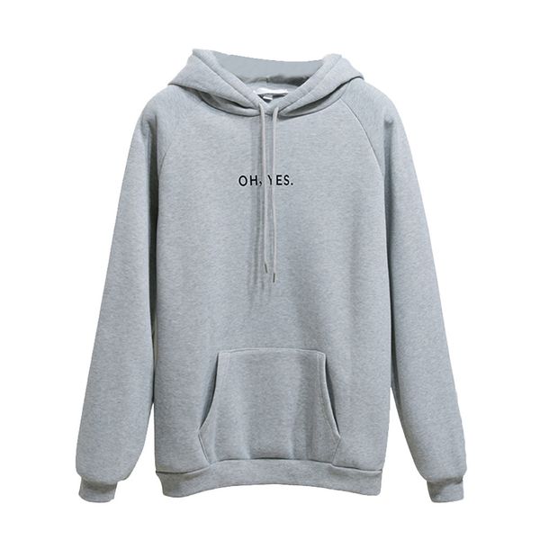 

oversized hoodies harajuku casual long sleeve oh yes print hoodie sweatshirt hooded pullover female roupas femininas plus size, Black