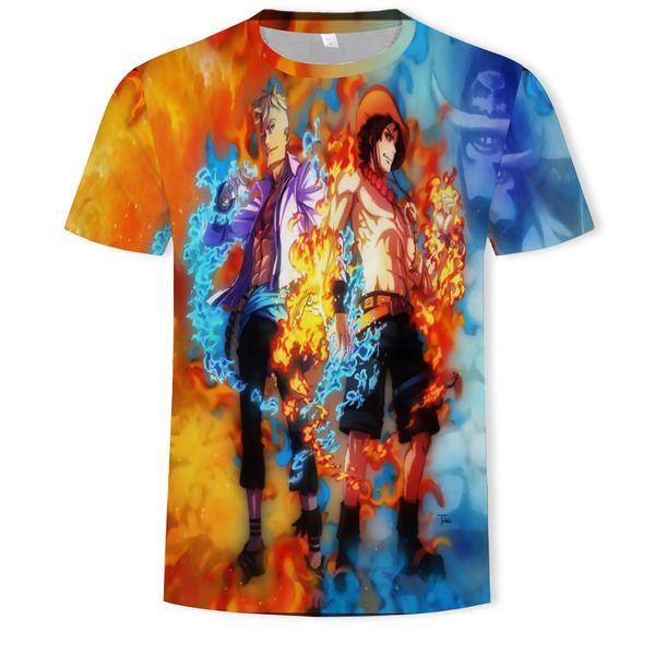 

mens designer anime one piece short sleeve t-shirt 3d duan xiu, White;black