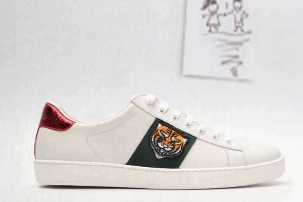 

fashion luxury brands stripes green red embroidered sneakers ace genuine leather men women casual designer shoes size 35-47 for sale, Black