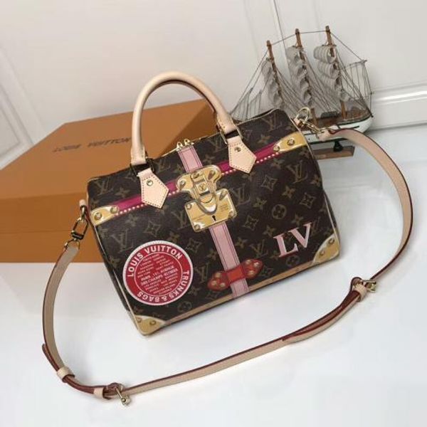 

new padlock silk screen pattern speedy 30 handbag m41386 oxidized real leather iconic bags shoulder bag totes cross body business bags