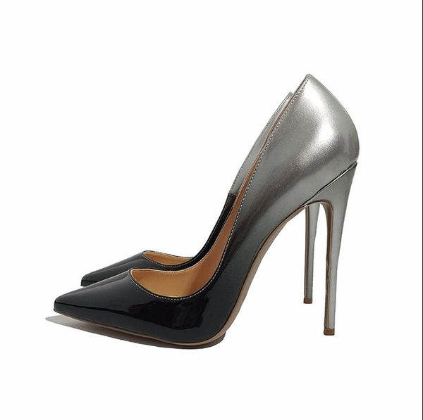 

casual designer lady fashion woman black silver women high heels shoes slip on pointed toe heels size 44 womens high heels shoes