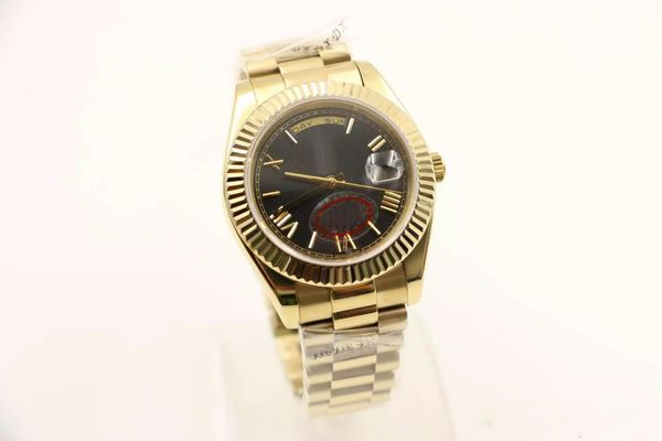 

2019 горячей продажи 18 карат желтого золота daydate 40 автоподзаводом механического движения черный циферблат рифленый ободок скрытое склад, Slivery;brown