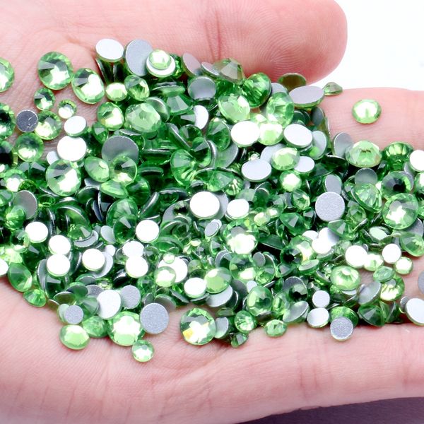 

non ix strass rhinestones peridot ss3-ss34 flatback glue on crystals stones appliques for crafts wedding dresses decoration, Silver;gold