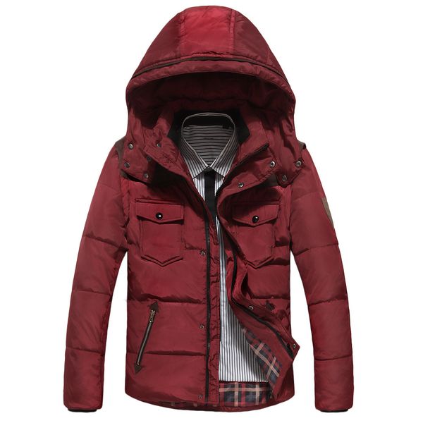 

winter coat men white duck down jacket fashion male overcoat parka outerwear hooded down coat men thick warm zipper jackets, Black