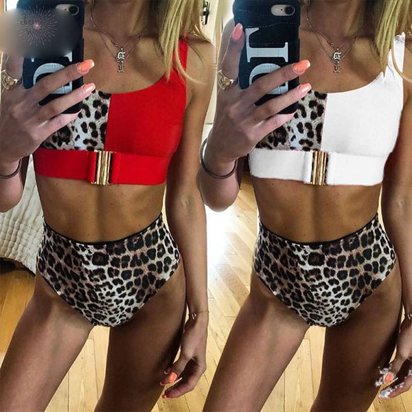 

купальники sexy red leopard бикини set 2019 высокая талия женщины купальники biquini mujer push up купальные костюмы пляжная одежда swim, White;black