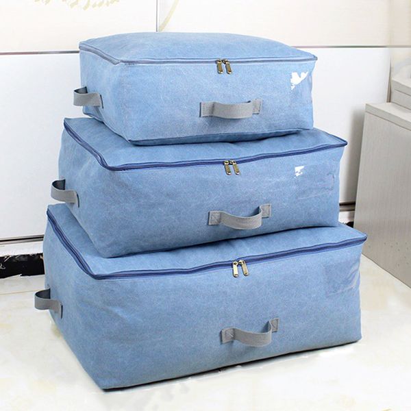 

retro canvas storage bag for storing clothes soft washable large cotton quilt bag zip packages uncoated wardrobe closet organize