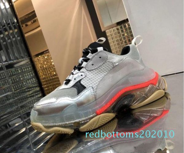 

paris 2020 new crystal bottom designer shoes dad platform triple s sneakers for mens women vintage kanye old grandpa trainer rr10, Black